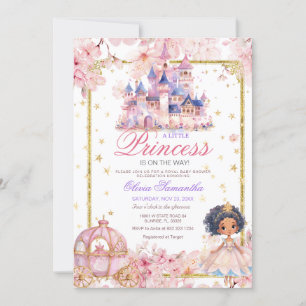 African American Princess Girl Castle Baby Shower Invitation