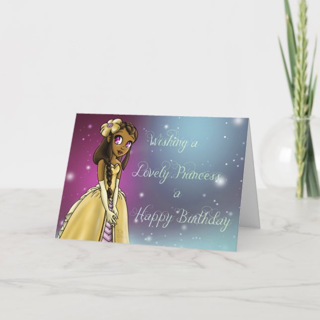 African American Princess Lovely Birthday Card (Front)