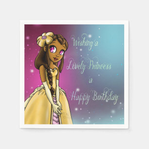 African American Princess Lovely Birthday Napkin