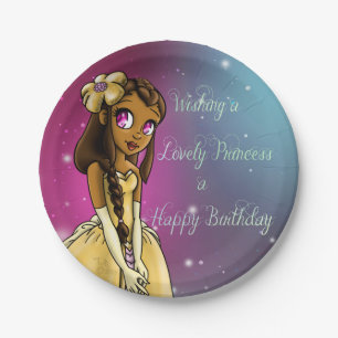 African American Princess Lovely Birthday Paper Plate