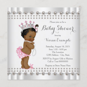 African American Princess Pearl Baby Shower Invitation
