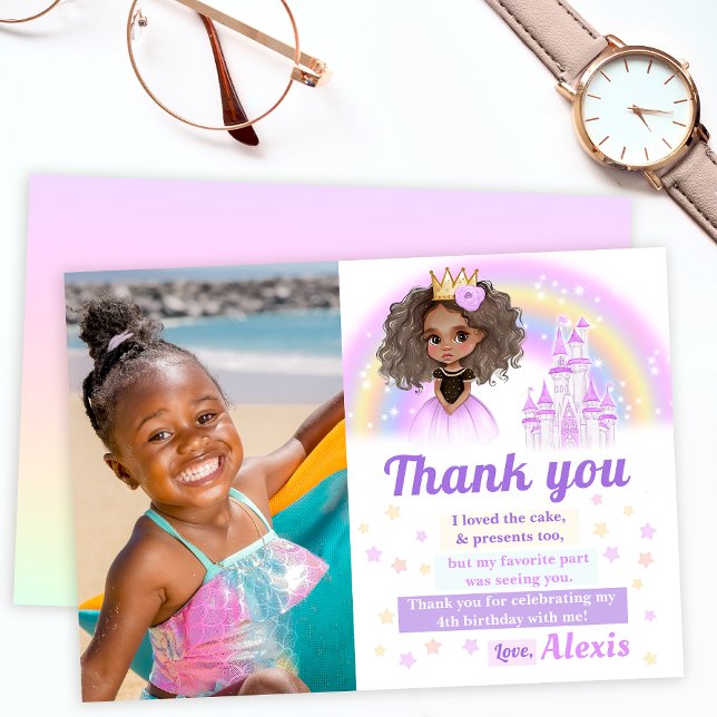African American princess thank you photo card (Creator Uploaded)