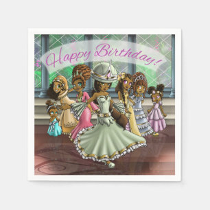 African American Princesses Birthday Napkin