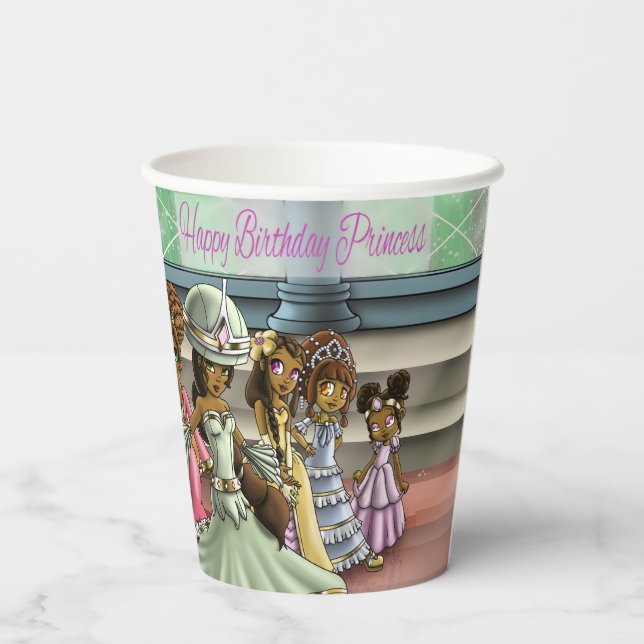 African American Princesses Birthday Paper Cups (Back)