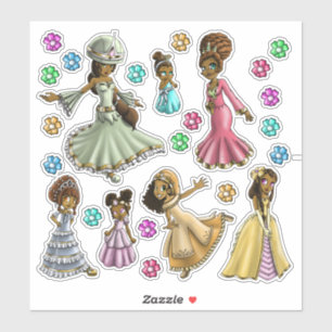 African American Princesses-Cut Vinyl Sticker