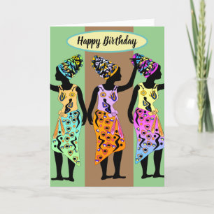 African American Queen Art Birthday Card