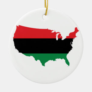 African American _ Red, Black & Green Colours Ceramic Tree Decoration