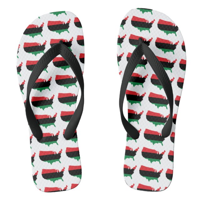 African American _ Red, Black & Green Colours Flip Flops (Footbed)