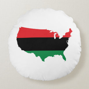 African American _ Red, Black & Green Colours Round Cushion
