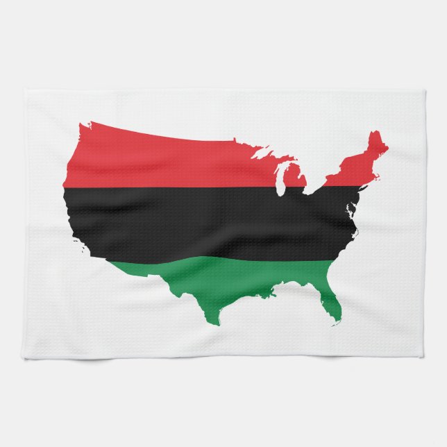 African American _ Red, Black & Green Colours Tea Towel (Horizontal)