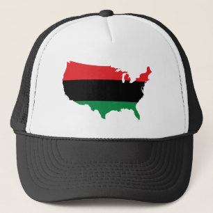 African American _ Red, Black & Green Colours Trucker Hat
