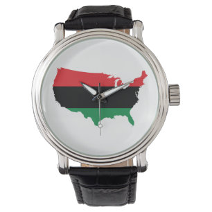 African American _ Red, Black & Green Colours Watch