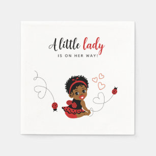 African-American Red Black Ladybug Baby Shower  Napkin