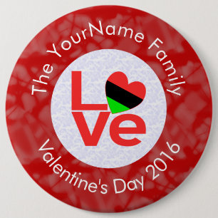 African American Red Letters LOVE Flag Personalise 6 Cm Round Badge