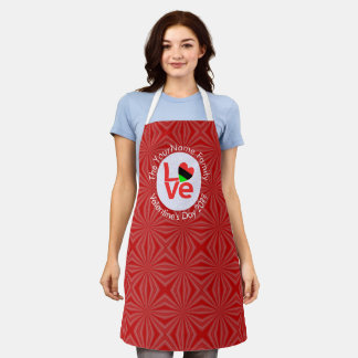 African American Red Letters LOVE Flag Personalise Apron