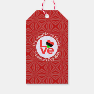 African American Red Letters LOVE Flag Personalise Gift Tags