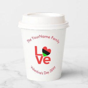 African American Red Letters LOVE Flag Personalise Paper Cups