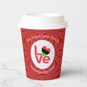 African American Red Letters LOVE Flag Personalise Paper Cups