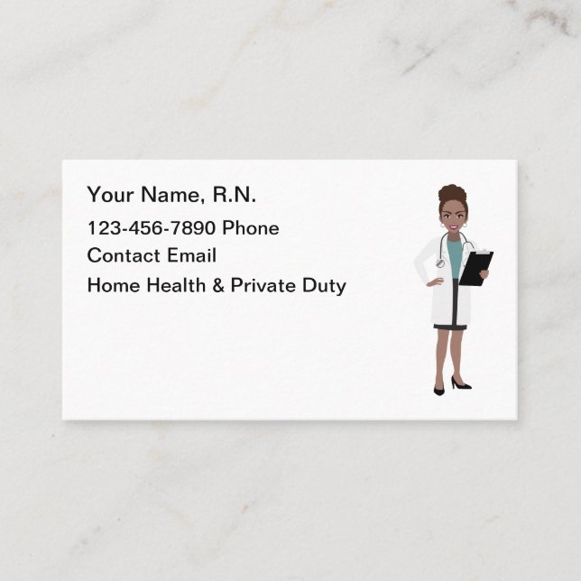 African American Registered Nurse Medical  Business Card (Front)