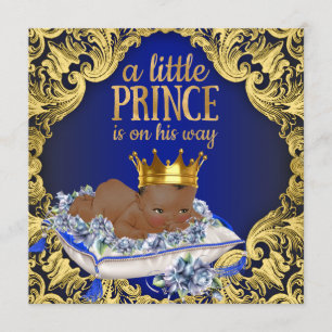 African American Royal Prince Baby Shower Invitation