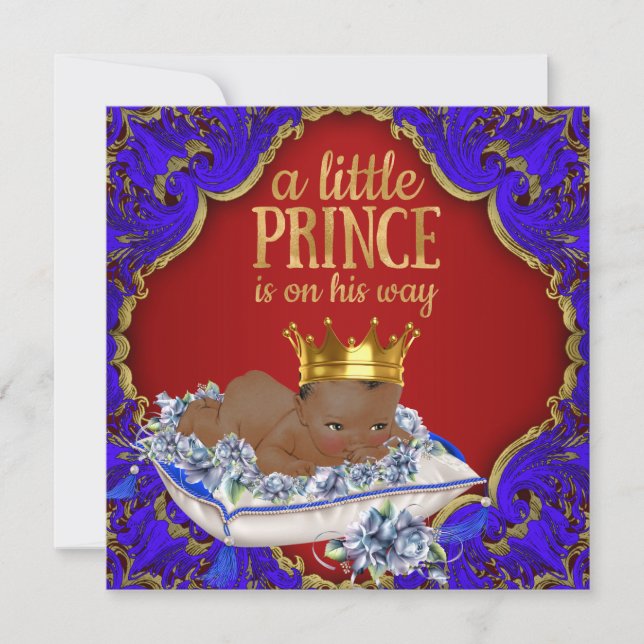 African American Royal Prince Baby Shower Invitation (Front)