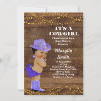 African American Rustic Purple Cowgirl Baby Shower
