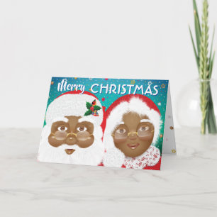 African American Santa and Mrs Claus Christmas Card