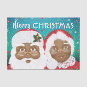 African American Santa and Mrs Claus Christmas Tissue Paper