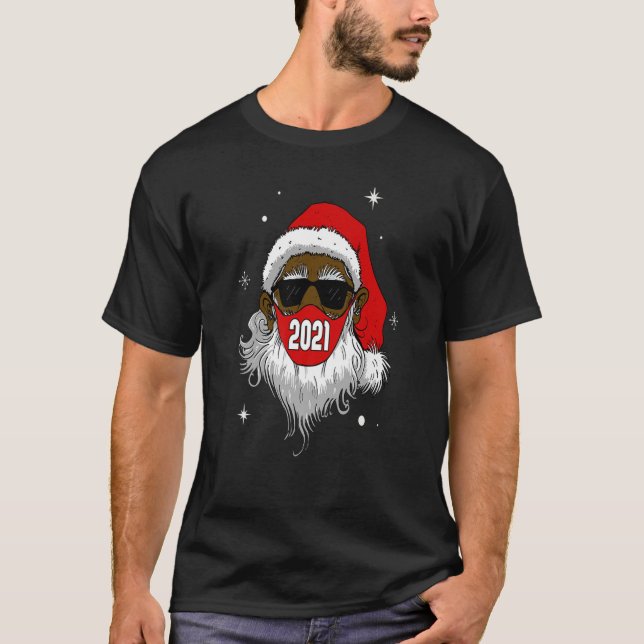 African American Santa Black Christmas Afrocentric T-Shirt (Front)