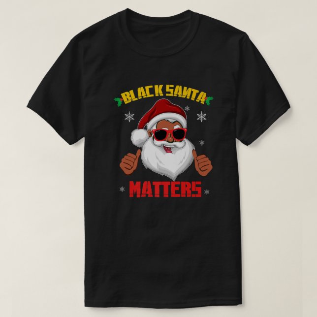 African American Santa Black Matters Christmas Gif T-Shirt (Design Front)