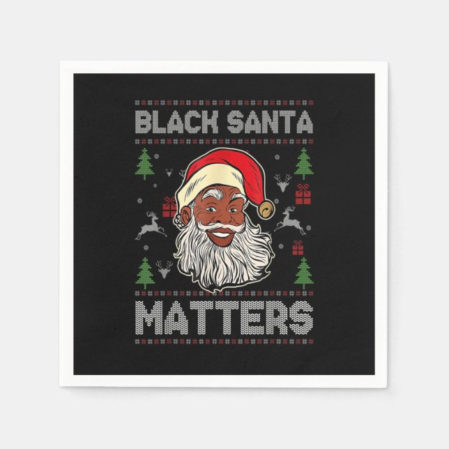 African American Santa Black Matters Christmas Paj Napkin (Front)