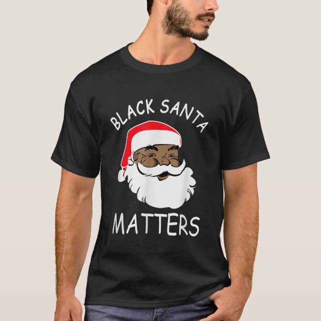 African American Santa Black Matters Christmas Paj T-Shirt (Front)