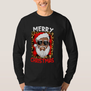 African American Santa Black Merry Christmas 2021 T-Shirt