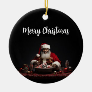 African American Santa Candy Claus Ornament 