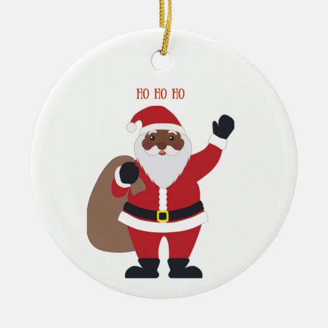 African American Santa  Ceramic Tree Decoration (Front)