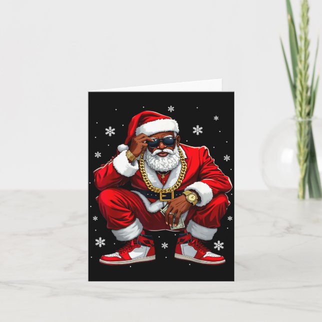 African American Santa Christmas Black Xmas Women  Card (Front)