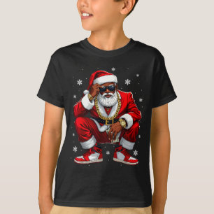African American Santa Christmas Black Xmas Women T-Shirt