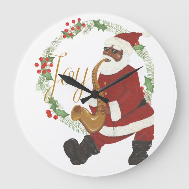 African American Santa Christmas Clock (Front)