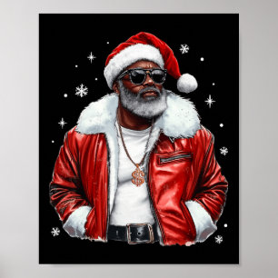 African American Santa Christmas Cool Black Afro K Poster