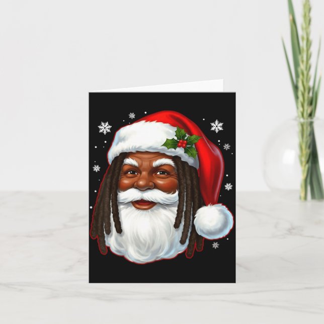 African American Santa Christmas Cool Black X-mas  Card (Front)