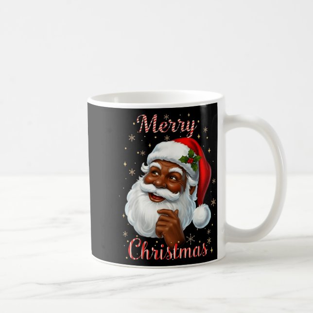 African American Santa Christmas Cool Black X-mas  Coffee Mug (Right)