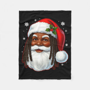 African American Santa Christmas Cool Black X-mas  Fleece Blanket