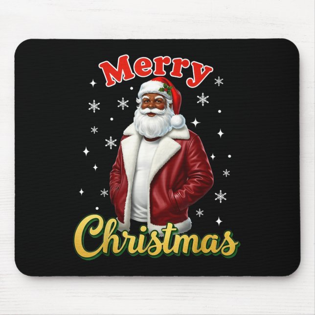 African American Santa Christmas Cool Black X-mas  Mouse Mat (Front)
