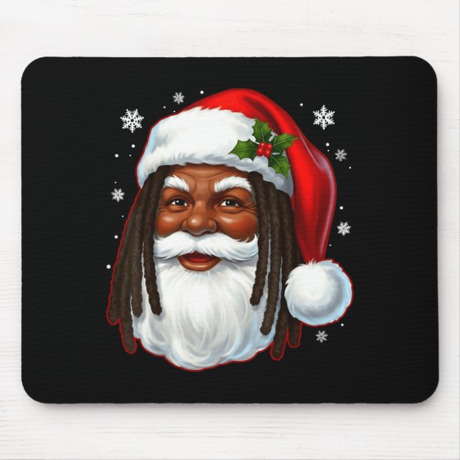 African American Santa Christmas Cool Black X-mas  Mouse Mat (Front)