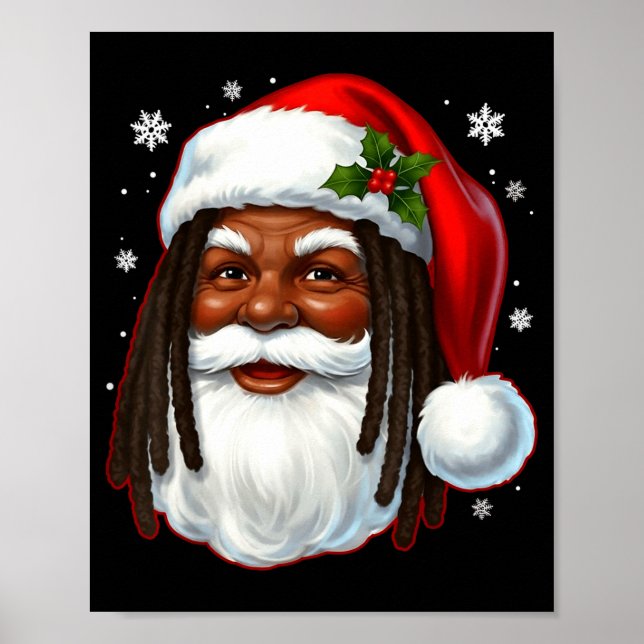 African American Santa Christmas Cool Black X-mas  Poster (Front)
