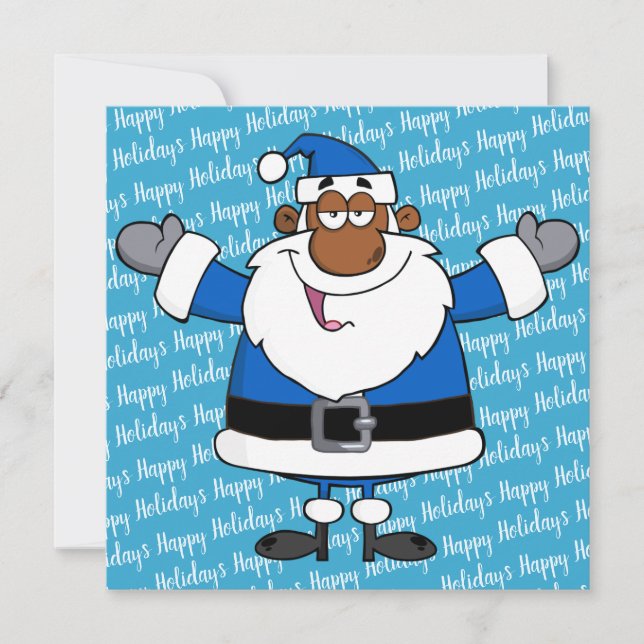 African American Santa Christmas Hanukkah Kwanzaa Holiday Card (Front)