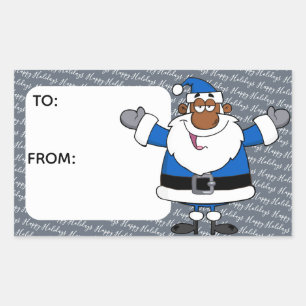African American Santa Christmas Hanukkah Kwanzaa Rectangular Sticker