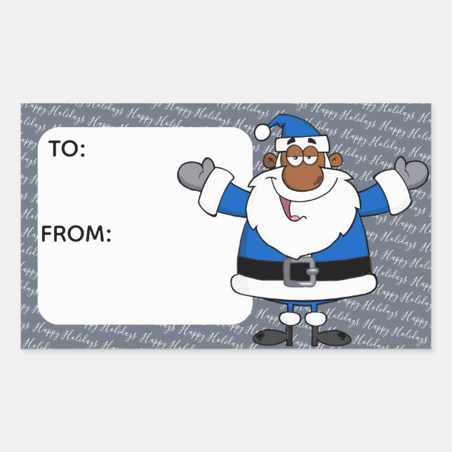 African American Santa Christmas Hanukkah Kwanzaa Rectangular Sticker (Front)