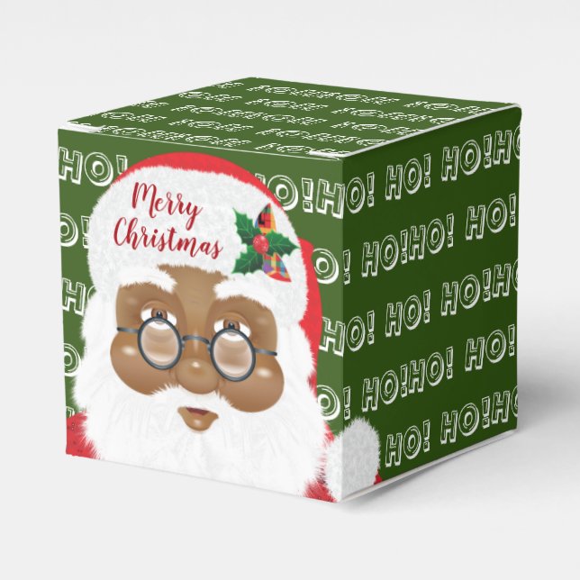 African American Santa Christmas Holiday Party Favour Box (Front Side)