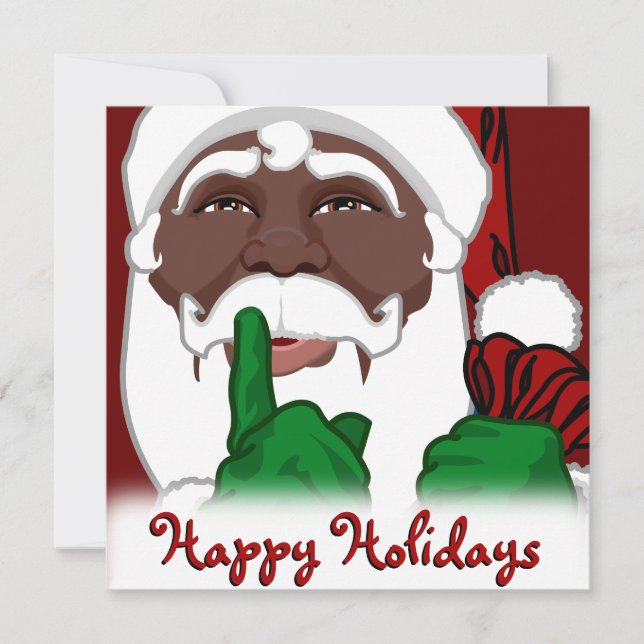 African American Santa Christmas Invitations (Front)